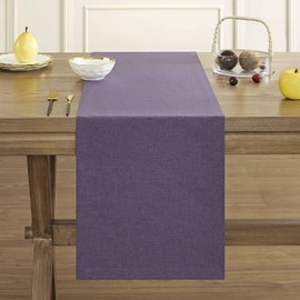 ZeeMart Basic Linen Style Table Runner, 14 x 72 Inch Dark Purple Chambray, Rustic Farmhouse Purple Table Runners 72 Inches Long, Everyday Polyester Table Runner - Machine Washable & Easy Care