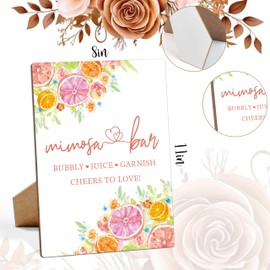 Citrus Mimosa Bar Sign, Citrus Bridal Shower Sign, 8×11 Wooden Sign with Stand, Citrus Party Decorations, Bridal Shower Decorations - LP034