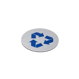 Office Sign Company Metal Recycle Signs | 2" Recycle Bin Signage | Signs for Recycling & Waste Basket | Brushed Silver Aluminum with Blue Recycle Symbol | Made in The USA