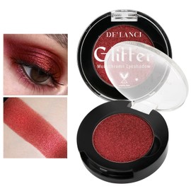 Afflano Single Red Eyeshadow Palette Shimmering Highly Pigmented Red Glitter Eyeshadow Sparkling Duo Chrome Dark Red Makeup Eyeshadow, Multidimensional Eyes Gothic Smokey Makeup