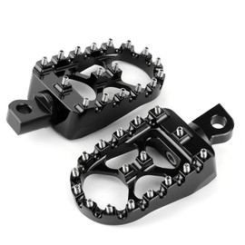 Motorcycle Foot Pegs Universal Motorcycle Footrest Foot Rest 10mm Aluminium Alloy Motorbike Pedal Pads Accessory Replacement for Dyna(Black)