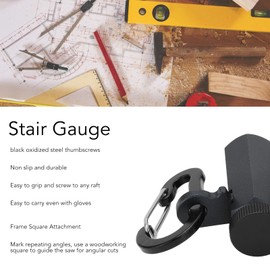 2 Pack Stair Gauges Hexagonal Aluminium Alloy Flat Gauge with Thumb Screw, Non-Slip Square Stops for Frames, Woodworking Tools for Frame Angle (Black)