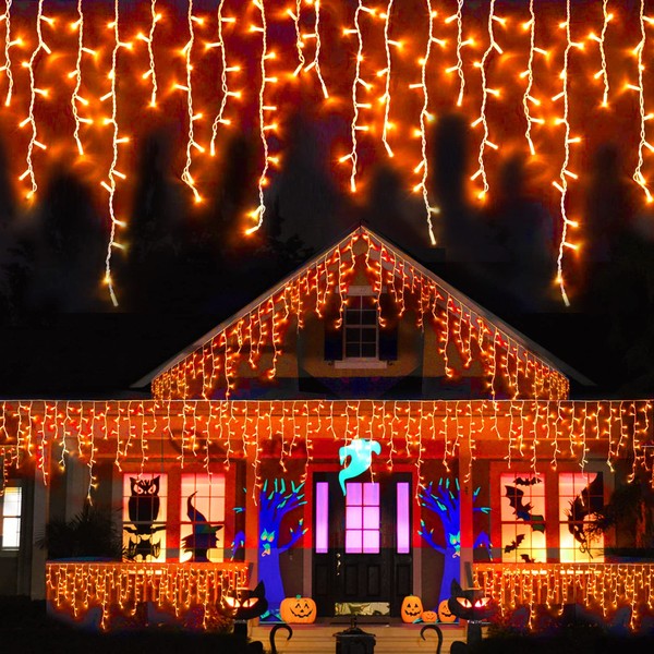 YEGUO 400 LED Orange Lights for Halloween, 33ft 80 Drops
