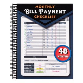 Monthly Bill Payment Checklist: Bill Tracker Notebook With Spiral Binding 8"x10" The 4-Year Guide for Families & Money Managers, 960 Billing Records Included (Blue)