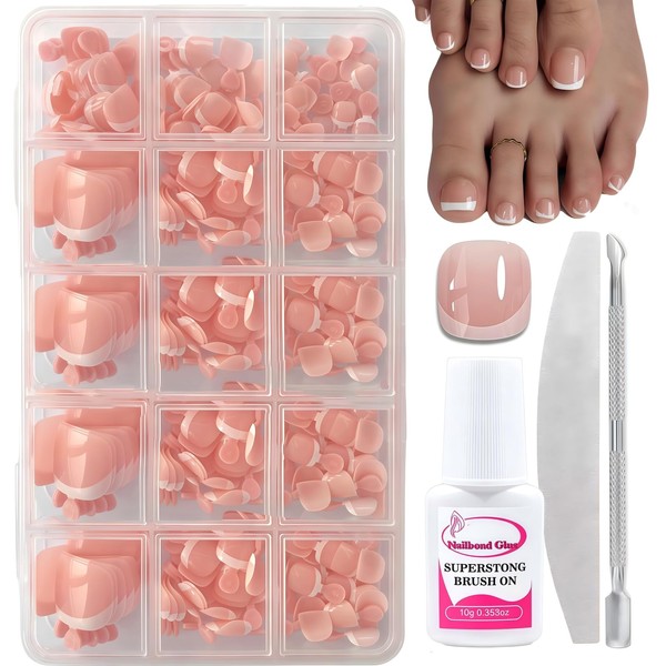 Fake Toe Nails Set - 240Pcs French Tips Press on