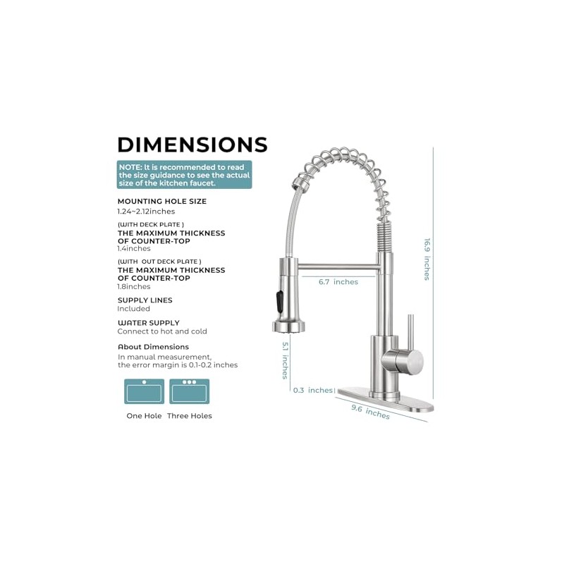Kitchen Faucet with Pull Down Sprayer,Commercial Single Handle Stainless Steel