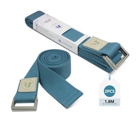 2PCS Yoga Straps 1.8M, Durable Cotton Yoga Straps for Stretching, Adjustable Yoga Belt Strap for Yoga, Dance, Gym Workouts(Blue)