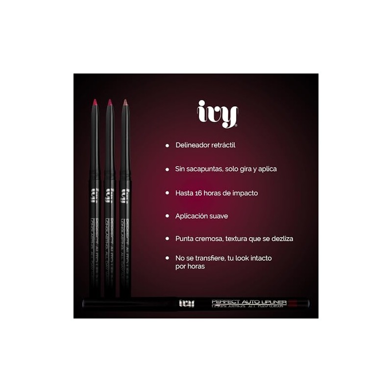 IVY Perfect Auto Delineador de Labios, Retráctil, Larga Duración 16