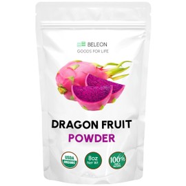 Organic Dragon Fruit Powder, Pitahaya Pitaya Powder, Pure All Natural for Baking, Flavoring, Smoothies, Beverage, 8 oz