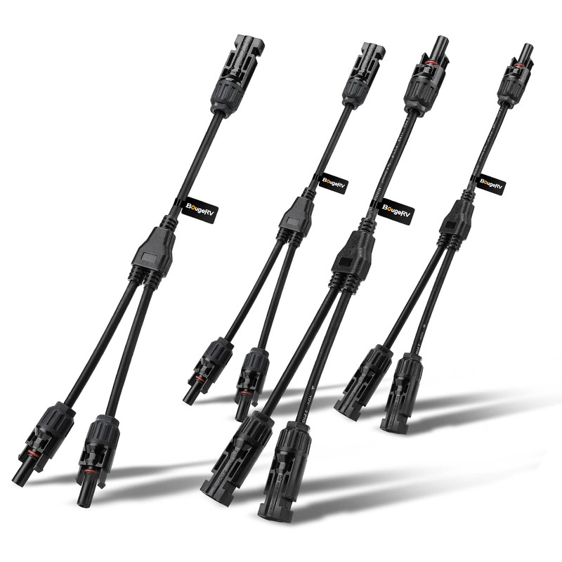 BougeRV 2 Pairs Solar Connectors Y Branch Parallel Adapter Cable