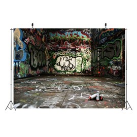 BELECO Grunge Graffiti Wall Photography Backdrop Fabric 10x8ft Urban Street Retro Abandoned Building Grunge Background 80'S 90'S Party Decor Hip Hop Backdrop Children Kids Adult Photo Shoot Props