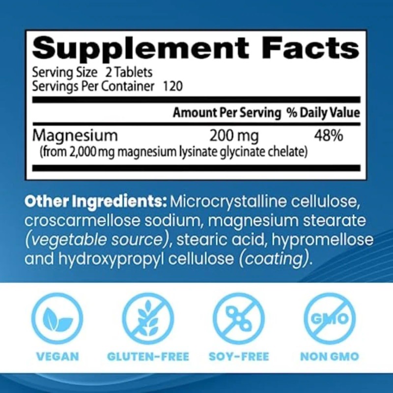 Glicinato de Magnesio 100 Quelado de Alta Absorcin 100mg 240
