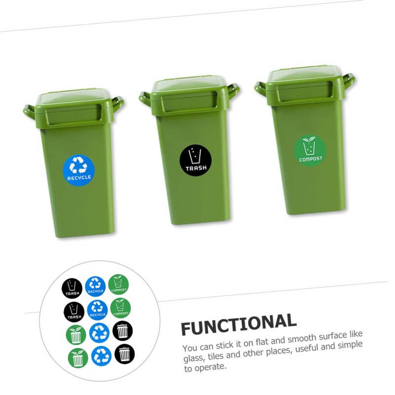 EXCEART Recycling Bin Stickers 12pcs Garbage Sorting Stickers Label Stickers