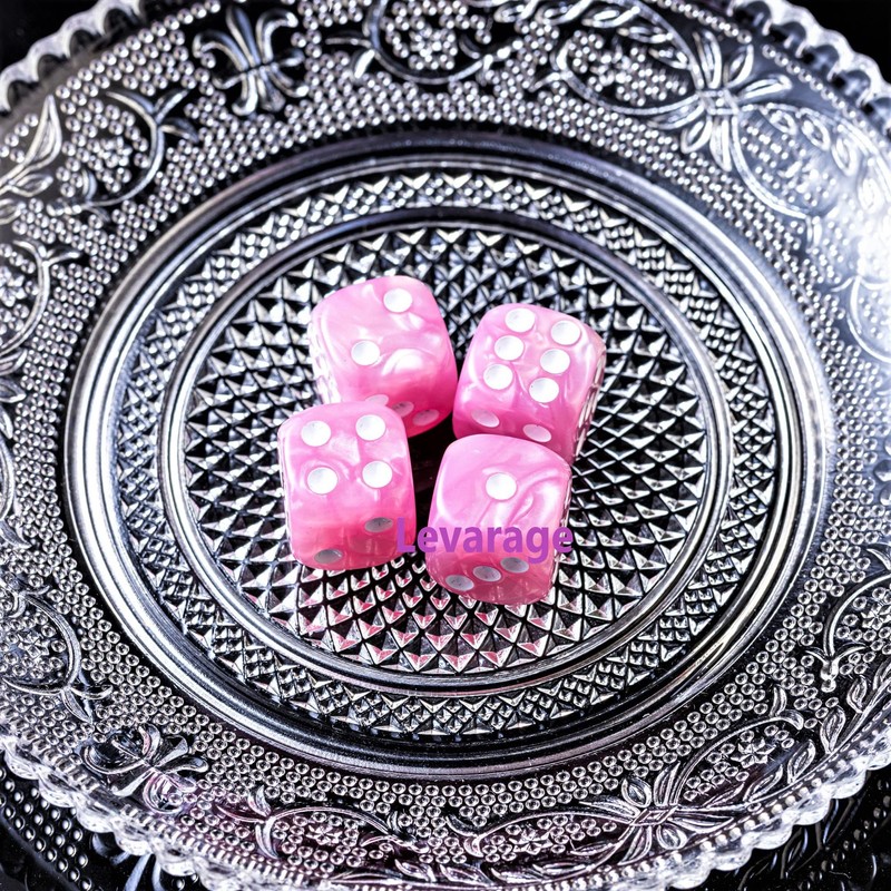 Levarage 0038 4 Dice Pink Marble Cherry Pink 1/4" Square