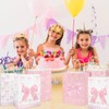 50 Pcs Pink Bow Plastic Gift Bags, Candy Goodie Presents