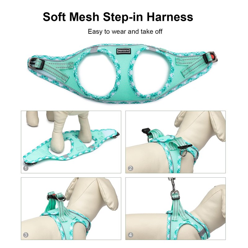 Mercano Soft Mesh Dog Harness and Leash Set, No-Chock Step-in