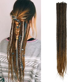 Dsoar Thin 0.6 cm Long Synthetic Dreadlock Extensions Handmade 24 Inch 20 Strands Crochet Hair Long Crochet Braids Hip-Hop Style Soft Dreads Hair Extensions