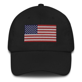 American Flag Dad Hat Style Cap Embroidered in The USA Patriotic Black
