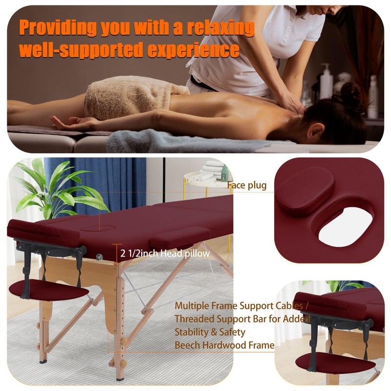 VIRRMO Portable Massage Table with Neck Stretcher, 84 inch Adjustable