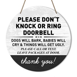 Do Not Knock or Ring Doorbell Sign, Funny Don't Knock Sign for Front Door, Do Not Ring Doorbell Baby Sleeping, Please Call or Text