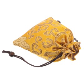 Gatuida Chinese Embroidered Silk Jewelry Pouch Luxurious Golden Drawstring Bag for Jewelry Storage for Necklaces Bracelets Durable Elegant Travel Accessory