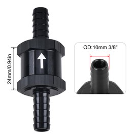 EVIL ENERGY 3/8" Fuel Check Valve One Way Inline Non Return Diesel Gasoline Black(10mm OD,2PCS)