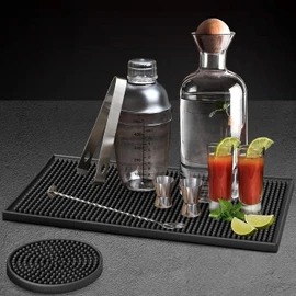 4 Portavasos para Mesa+2 Tapete para Barra de Bar, Alfombrilla para Barra, Tapete Bartender, Posavasos de Silicona Antideslizante para Cocina, Bartender, Bartops, Cafés