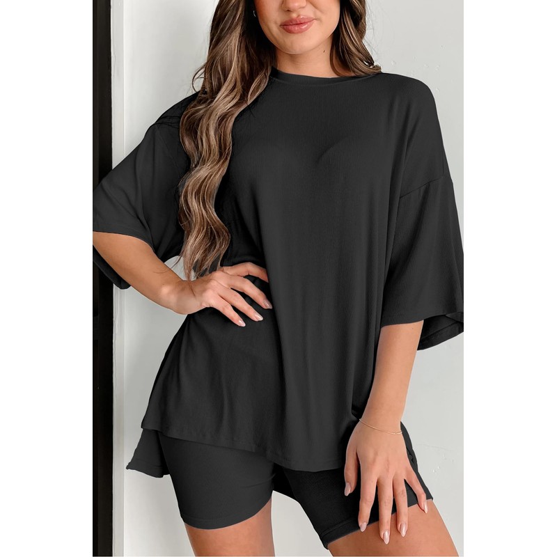 Huniam Women's 2 Piece Lounge Set 2025 Summer Outfit Short