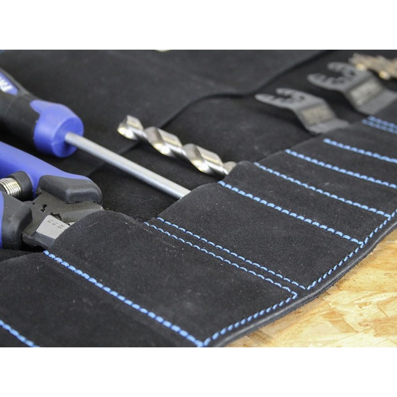 Faithfull 10 Pocket Black Suede Leather Tool Roll