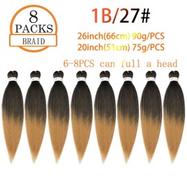 ShowJarlly Braid Pre Stretched Braiding Hair Yaki Braid Professional Hair Synthetic Hair 8 Pieces 66cm