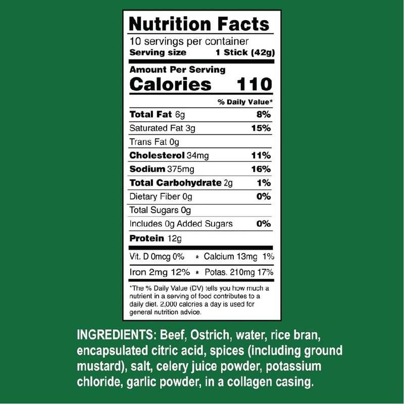 Ostrim (1.5oz) Beef & Ostrich High Protein Snack Stick, (Original