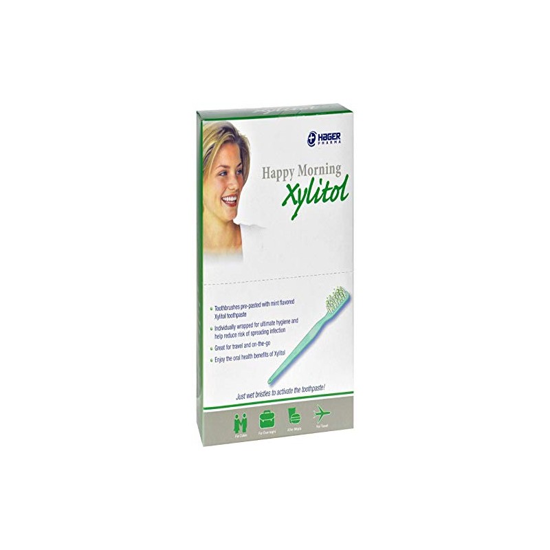Hager Pharma Happy Morning Toothbrush with Xylitol, 50 Count