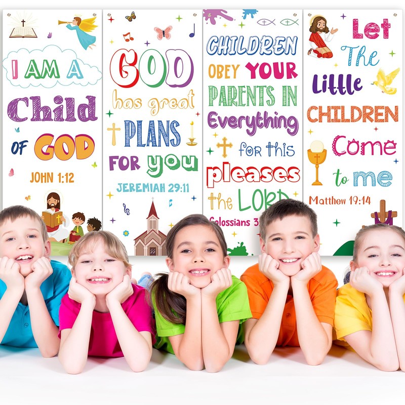 Tudomro 4 Pcs Sunday School Decor for Classroom School Bible