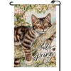 Spring Pink Floral Cat Garden Flag 12x18 Inch Vertical Double