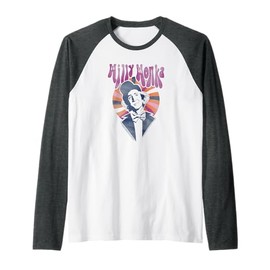 Willy Wonka and The Chocolate Factory Colorful Heart Movie Raglan Baseball Tee