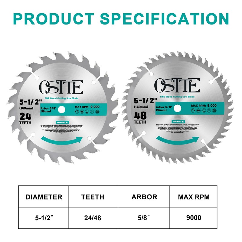 5-1/2 Inch Circular Saw Blade 24T&48T, 5/8 Inch Arbor, Alternate