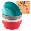 GET FRESH Bamboo Bowls 4 Pack, Bamboo Fiber Dinnerware Set,
