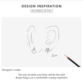 BISAER 925 Sterling Silver Half Huggie Hoop Earrings Cute Cat Dog Panda Animal Earrings for Women Jewelry Gifts (RoseGold)…