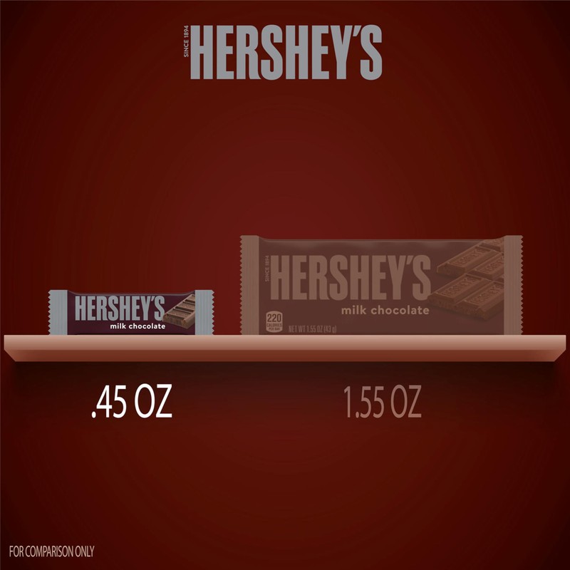 HERSHEY'S Milk Chocolate Snack Size, Candy Bars, 11.25 oz (25