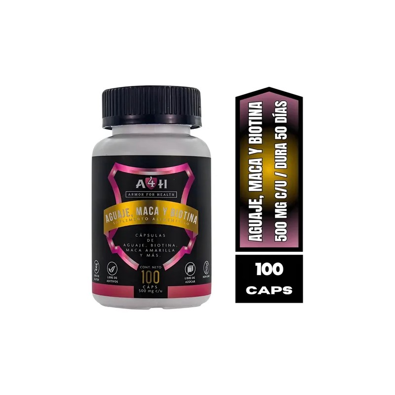 Aguaje Maca Biotina Armor For Health Cápsulas 100
