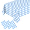 3 Pcs Light Blue Gingham Tablecloth Blue Disposable Plastic Checkered