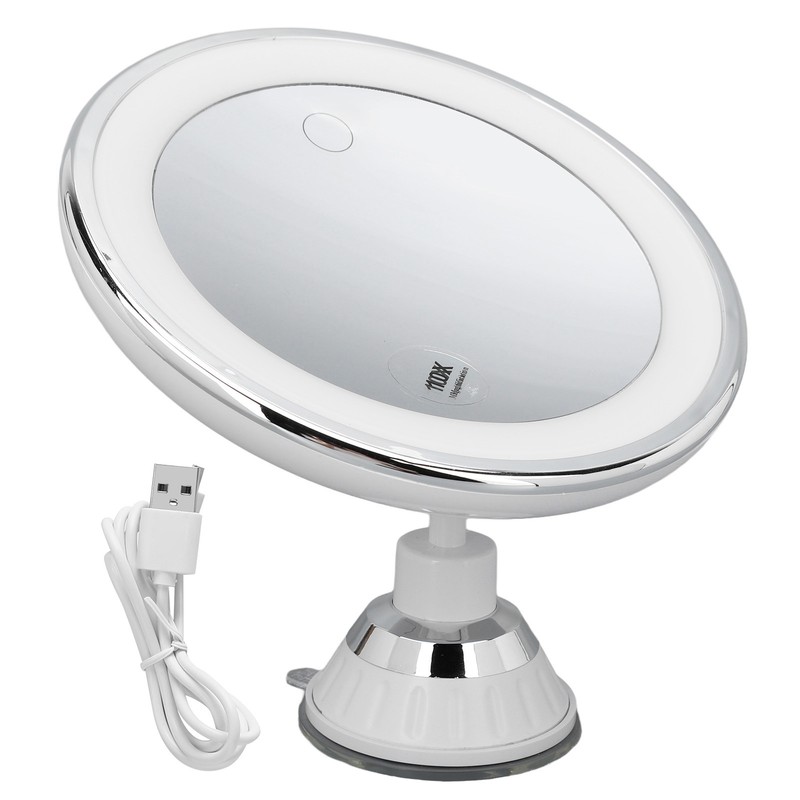 Suction Cup Makeup Mirror 10x with 3 Light Colors Battery
