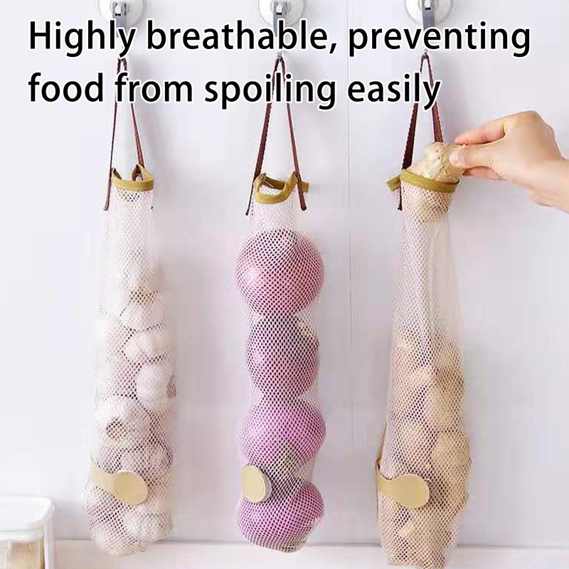 6 Pcs Mesh Produce Bags,Long Hanging Net Bag,Reusable Washable Grocery