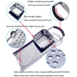 Premium Grade Stainless Steel Spaetzle Maker, Timesaver Homemade Traditional German Egg Noodle Maker, Manual Pasta Noodle Dumpling Maker with Comfort Grip Handle Kitchen Cooking Tool
