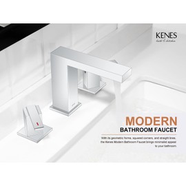 KENES Polished Chrome Widespread Bathroom Faucet 2 Handle Bathroom Sink Faucet 3 Hole, 8-Inch 3 Pieces Bathroom Vanity Faucet with Pop Up Drain & Supply Lines, KE-9050-5-P