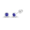 Solid 14K White Gold 3mm Round Genuine Tanzanite Birthstone Bezel