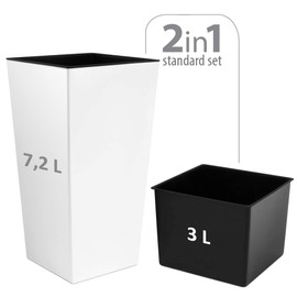 S size White URBI 32 cm tall plastic flower pot with internal liner, 7 colours