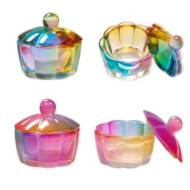 GBSTORE 2 Pcs Glass Crystal Dappen Dish Cup with Lid, Nail Art Acrylic Liquid Powder Glassware Bowl Nail Art Accessories