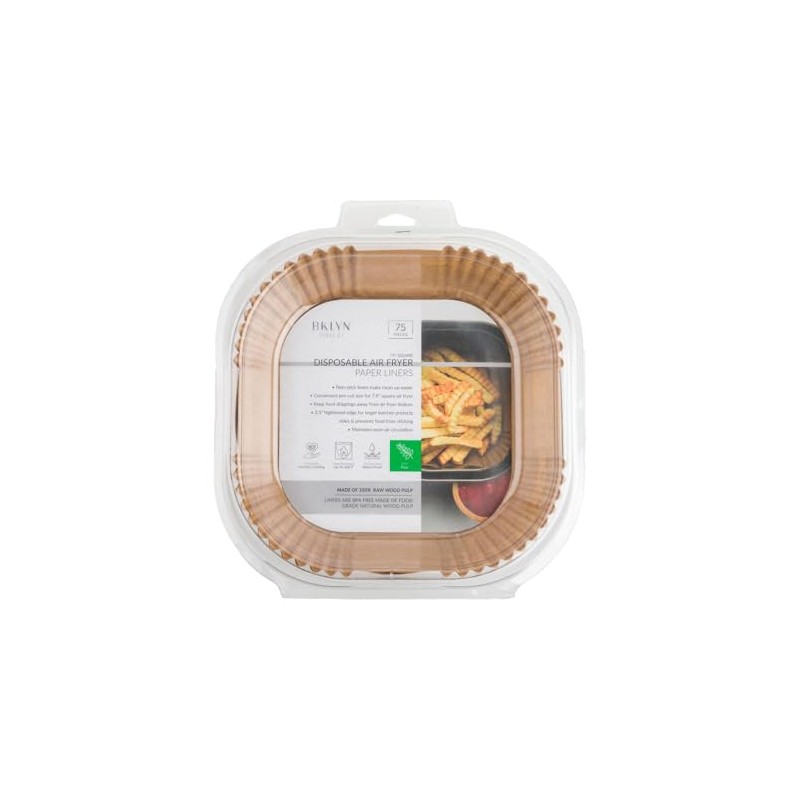 Core Kitchen Natural Brown 7.9 Inch Square Air Fryer Liners,