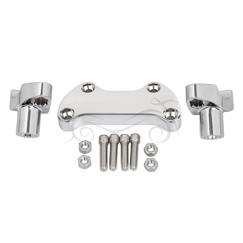Unbranded Chrome 2" Risers 1" Handlebar Clamp For Harley Softail